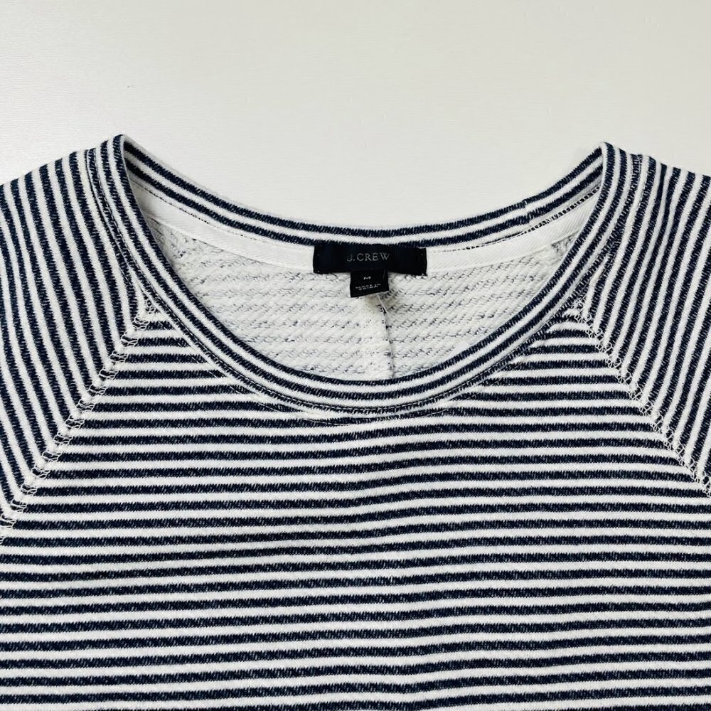 NWT J. Crew Dress Striped Cozy Beach Navy Blue White Terry Cloth Short Sleeve M - Picture 6 of 11